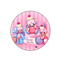 Picture of BP Dog, Bear & Rabbit Printed Round Pin Badge, Pink, Large