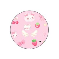 Picture of BP Strawberries & Cats Printed Round Pin Badge, Pink, Large