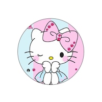 Picture of BP Hello Kitty Printed Round Pin Badge, Large, Pink & Blue