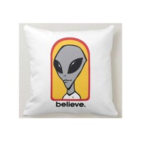 Picture of 1st Piece Alien Believe Printed Decorative Pillow, White, 40 x 40cm