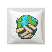 Picture of 1st Piece Earth Hands Printed Decorative Pillow, White, 40 x 40cm
