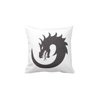 Picture of 1st Piece Dragon Printed Throw Pillow, White & Black 40 x 40 cm