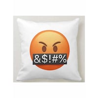 Picture of 1st Piece Mad Emoji Printed Decorative Pillow, White, 40 x 40cm