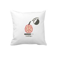 Picture of 1st Piece Loading Coffee Printed Square Pillow, White, 40 x 40cm
