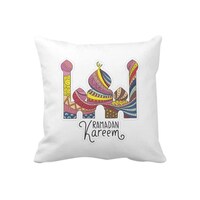 Picture of 1st Piece Ramadan Kareem Abstract Printed Square Pillow, White, 40 x 40cm