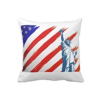 Picture of One Piece USA Flag & Statue Of Liberty Printed Pillow, 40 x 40cm