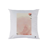 RKN Empty Sky Printed Cushion Polyester, White & Pink, 40 x 40cm
