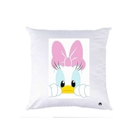 RKN Daisy Duck Printed Polyester Pillow, White, 40 x 40cm