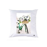 RKN Cycle Printed Polyester Pillow, White, 40 x 40cm