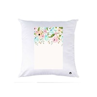 Picture of RKN Flower Top Printed Polyester Pillow, White, 40 x 40cm