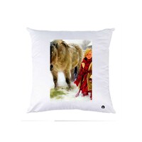 Picture of RKN Horse Printed Polyester Pillow, White, 40 x 40cm