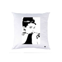 Picture of RKN Breakfast at Tiffany's Printed Polyester Pillow, White, 40 x 40cm
