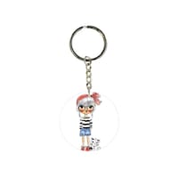 Picture of BP Cartoon Girl With Cat Printed Dual Sided Keychain, 30mm