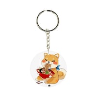 Picture of BP Fox Eating Noodle Printed Double Sided Keychain, 30mm
