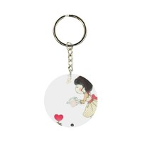 Picture of BP Girl Watering Heart Printed Double Sided Keychain, 30mm