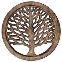 Picture of Pebble Crafts Wooden Trivet Coaster Hot Pad Mat Tree Shape, Brown - Set of 6