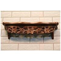 Pebble Crafts Hand Carved Wall Decor Shelf - Brown