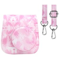 Shopizone Protective Soft PU Leather Camera Case Bag, Hand Printed, Pink