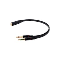 RKN 3.5mm Female to 3-segment Male Audio Cable, 20cm, Black