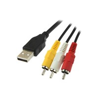 Picture of RKN Electronics USB to 3 RCA Male Cable, Black and Red - Yellow