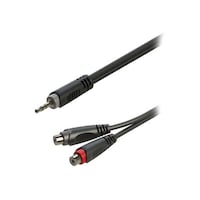 Picture of Roxtone Male To 2 Rca Female Jack Stereo Audio Cable, 0.2 Meter, Black