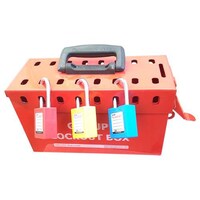 KRM Loto Portable Group Lockout Box, Red