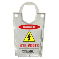 KRM Loto 10-Piece Danger 415 Volts Display Tag Holder, Large
