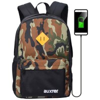 Auxter Laptop Backpack with USB Charging Port, Black & Camouflage
