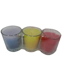 Picture of Votive Glass Candle, Multicolour, Pack of 3