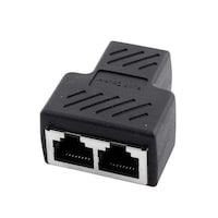 Picture of Uxcell Rj45 Female1 To 2 Port Lan Splitter Adapter, Black & Silver