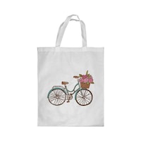Picture of Rkn Bicycle Printed Shopping Bag, White Small 25 X 20 Cm