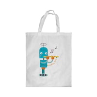 Picture of Rkn Caricature Robot Printed Shopping Bag, White Small 25 X 20 Cm