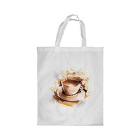 Picture of Rkn Cup Of Coffee Printed Shopping Bag, White Small 25 X 20 Cm