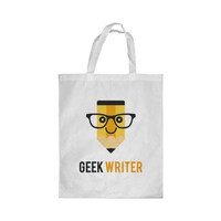 Picture of Rkn Geek Writer Printed Shopping Bag, White Small 25 X 20 Cm