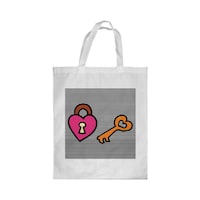 Picture of Rkn Lock & Key Printed Shopping Bag, Black Small 25 X 20 Cm