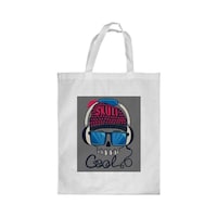 Picture of Rkn Music Skull Printed Shopping Bag, White Small 25 X 20 Cm