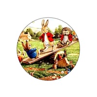 Picture of BP Rabbit & Hedgehog Printed Round Pin Badge, Large