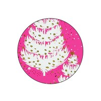 Picture of BP Christmas Printed Round Pin Badge, Pink & White