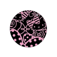 Picture of BP Hello Kitty Printed Round Pin Badge, Large, Black & Pink