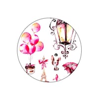Picture of BP Round Pin Printed Badge, Pink & White