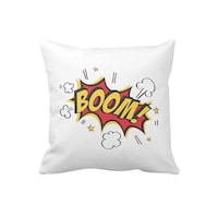 Picture of 1st Piece Boom Printed Square Pillow, White, 40 x 40cm
