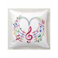 Picture of 1st Piece Colorful Music Notes Printed Pillow, White, 40 x 40cm