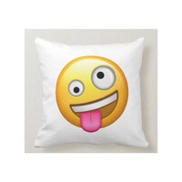 Picture of 1st Piece Crazy Emoji Printed Decorative Pillow, White, 40 x 40cm