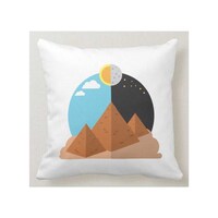 Picture of 1st Piece Day And Night Pyramids Printed Pillow, White, 40 x 40cm