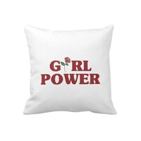 Picture of 1st Piece Girl Power Rose Printed Square Pillow, White, 40 x 40cm