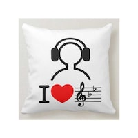 Picture of 1st Piece I Love Music Printed Pillow, White, 40 x 40cm