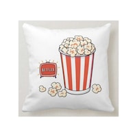 Picture of 1st Piece Netflix And Popcorn Printed Decorative Pillow, White, 40 x 40cm