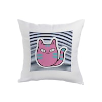 Picture of Decalac Cat Square Shaped Throw Polyester Pillow, White, 40 x 40cm