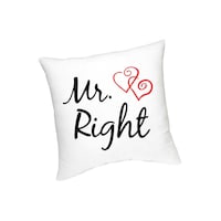 Picture of Fm Styles Mr. Right with Hearts Printed Cushion, 45 x 45cm