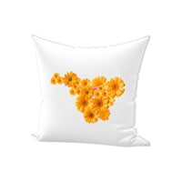 Picture of REGAL IN HOUSE Daisy Printed Cotton Cushion, Yellow & White, 45 x 45cm